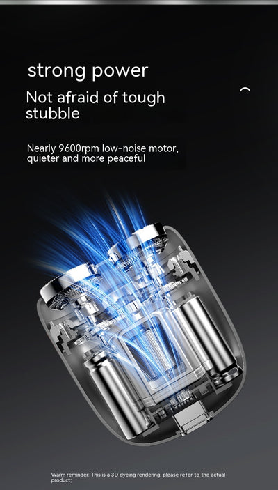 Silver mini electric shaver with a double-headed rotary design and a black power button on top. - Image 15