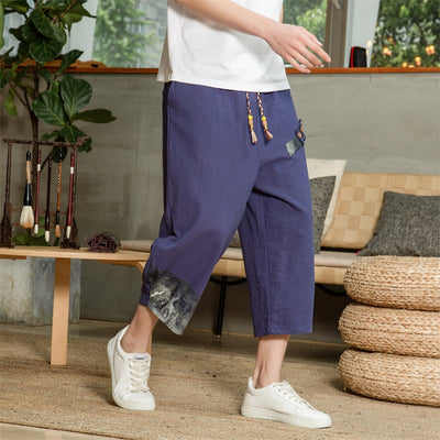 Pantalones Cortos de Lino Casual para Hombre - Cintura Media sin Estiramiento - Image 13