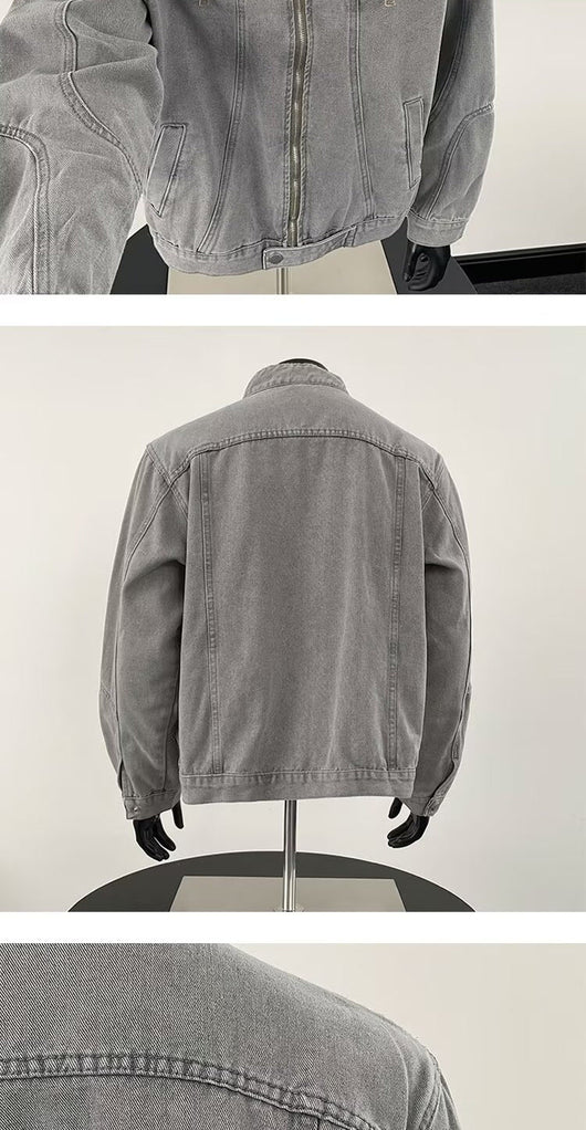Chaqueta Denim Pesada Vintage Desgastada para Hombre - Image 7