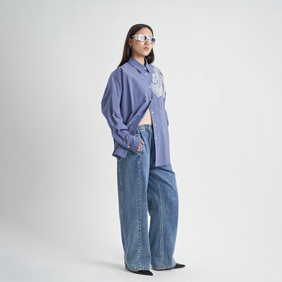 Jeans Rectos Talle Alto Desgastados para Mujer - Image 3