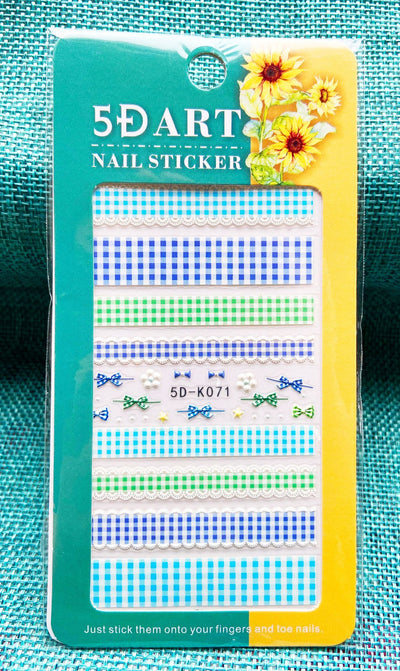 Stickers de Uñas 3D con Relieve - Diseño Cuadros y Moños para Verano - Image 54