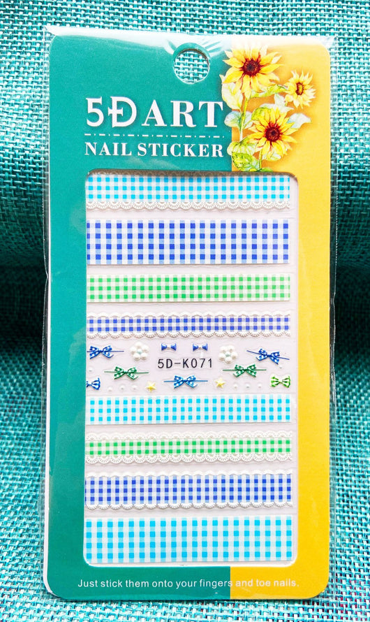 Stickers de Uñas 3D con Relieve - Diseño Cuadros y Moños para Verano - Image 54