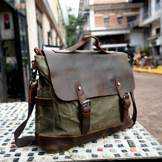 Maletín Bandolera de Lona y Cuero - Bolso Diagonal Profesional - Image 16