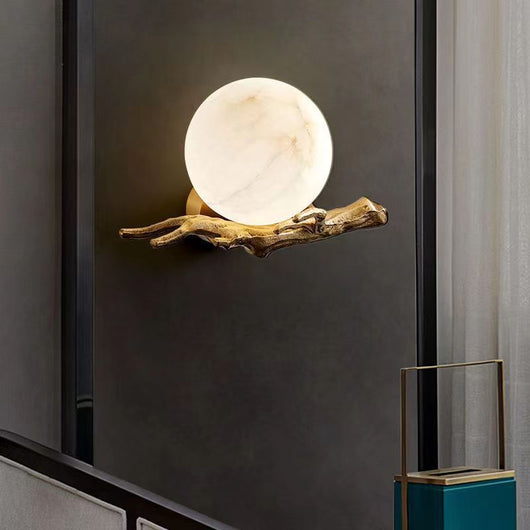 Lámpara de Pared Mármol con Base Cobre para TV y Dormitorio