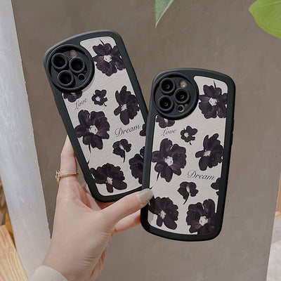 Funda de Cuero para Celular con Diseño Floral en Óleo