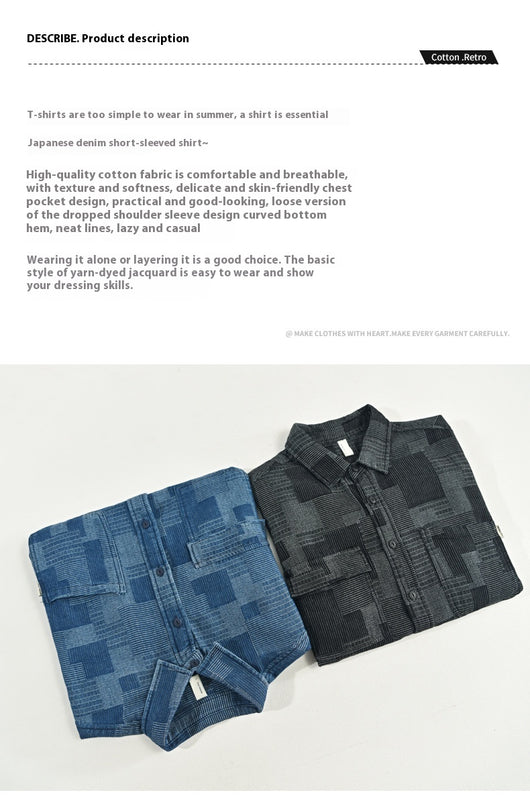 Camisa Vaquera Holgada de Malla para Hombre - Image 14