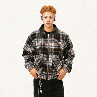 Abrigo Retro Estilo Americano a Cuadros y Rayas para Invierno - Image 14