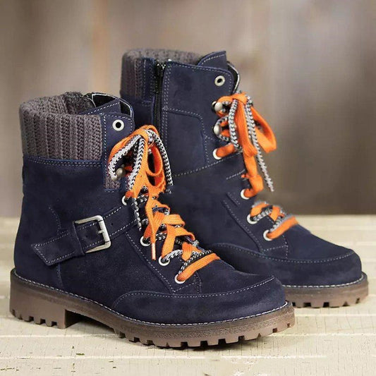 Botas de Lana Caña Corta con Punta Redonda y Cierre Lateral