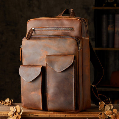 Mochila de Cuero Crazy Horse Artesanal para Hombre - Image 7
