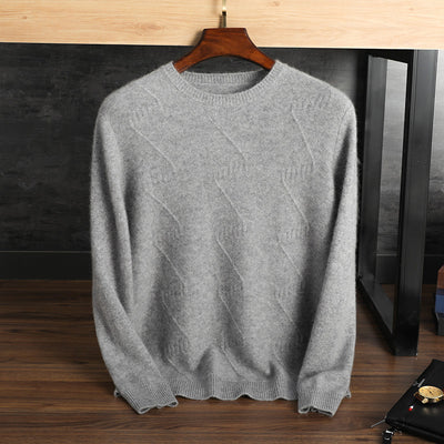 Suéter de Cachemira Pura para Hombre - Cuello Redondo Jacquard - Image 13