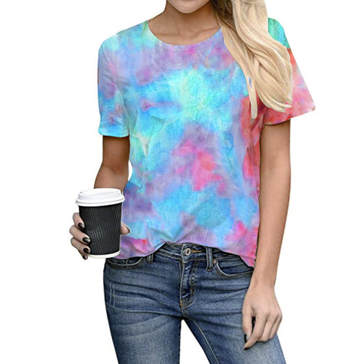 Playera Tie-Dye Estampado Cuello Redondo Talla Grande Manga Corta - Image 8