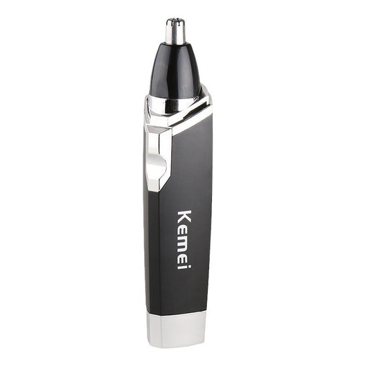 Black and silver Kemei KM-6512 dry battery electric nose hair trimmer with a sleek design. - Image 4