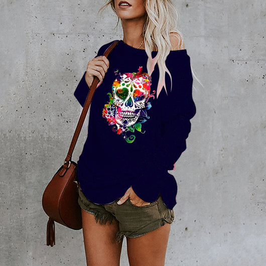 Playera Halloween con Estampado Asimétrico Largo - Image 13