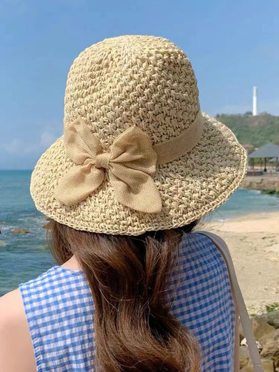 Sombrero de Paja Japonés con Moño Simple - Versátil para Todos los Estilos - Image 4