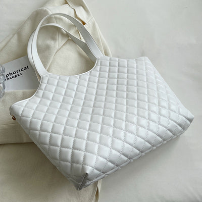 Bolsa Tote Elegante con Cadena Acolchada Cuadros Diamante - Bolso Crossbody de Gran Capacidad - Image 2