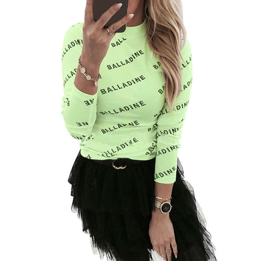 Camiseta Base Ajustada Estampada de Manga Larga para Mujer - Image 12
