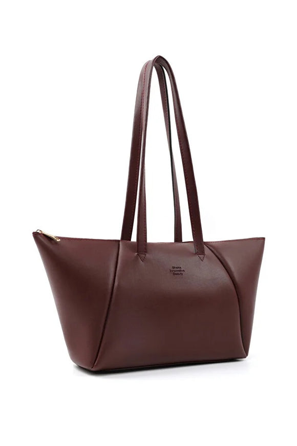 Bolso Bandolera de Cuero Sintético Marrón con Compartimento Único