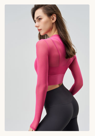 Playera Deportiva Reductora de Malla para Mujer - Manga Larga Transpirable de Secado Rápido - Image 14