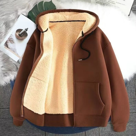 Chaqueta Sudadera de Lana de Cordero con Capucha y Cierre - Image 10
