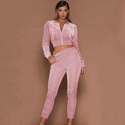Conjunto Deportivo Mujer Sudadera Terciopelo y Pantalón Deportivo con Cierre - Image 9