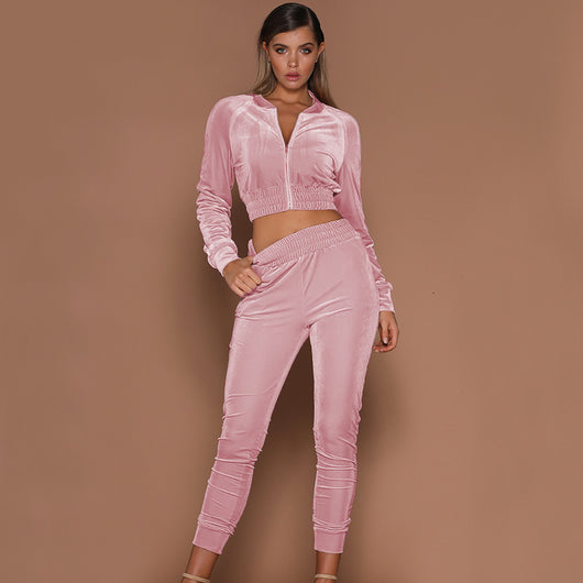 Conjunto Deportivo Mujer Sudadera Terciopelo y Pantalón Deportivo con Cierre - Image 9