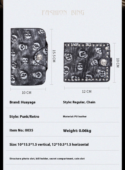 Cartera Punk Rock con Calavera y Cadena Antirrobo - Image 12