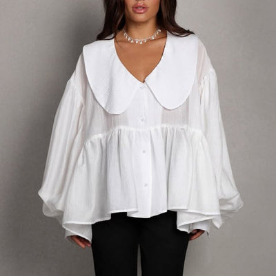 Blusa Elegante con Mangas Abullonadas y Volantes - Image 9