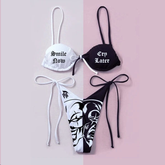 Bikini Dividido Calavera y Cielo Estrellado para Mujer - Image 3