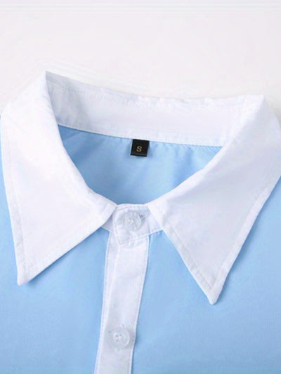 Camisa Ejecutiva Bicolor de Manga Larga para Adolescentes - Image 4