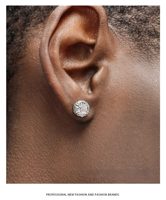 Aretes de Plata Esterlina 925 con Diamante Texturizado para Hombre - Image 15