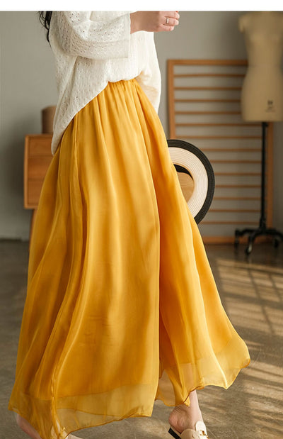 Pantalones Anchos de Cintura Alta en Malla y Gasa - Comodidad Elegante - Image 40