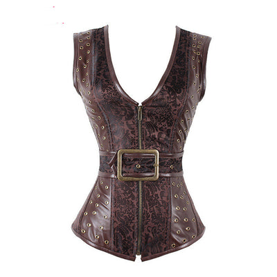 Chaqueta Steampunk Medieval Gótica con Patrón PU Europeo - Image 9