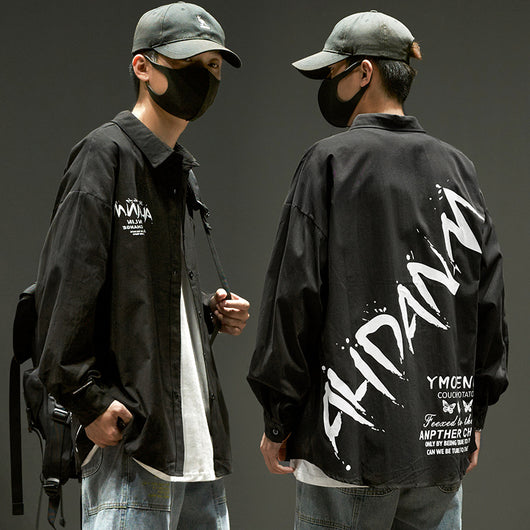 Chamarra Hombre Manga Larga Estilo Hip Hop con Letras Impresas - Image 6