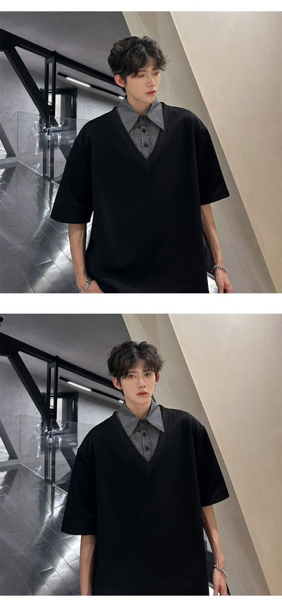 Playera Casual para Hombre con Cuello Falso Doble y Manga Corta - Image 16