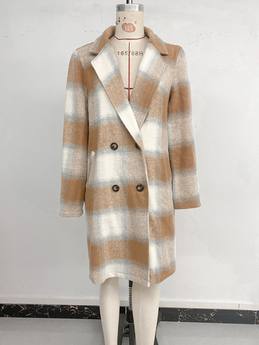 Abrigo de Cuadros con Cuello de Traje Doble Botonadura - Image 17