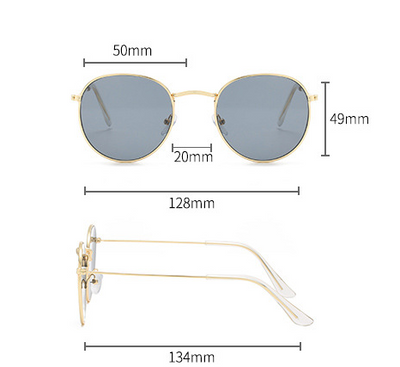 Round gold-framed sunglasses with pink tinted lenses, featuring clear temple tips. - Image 3