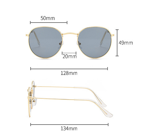 Round gold-framed sunglasses with pink tinted lenses, featuring clear temple tips. - Image 3