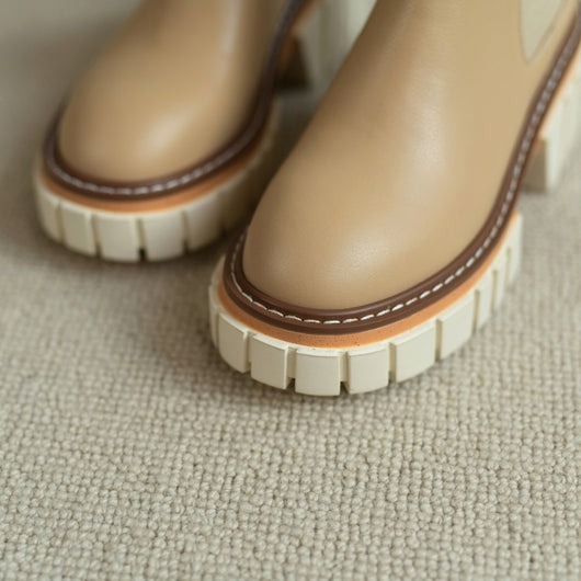 Bota Corta de Moda Simple en Ante Albaricoque - Image 3