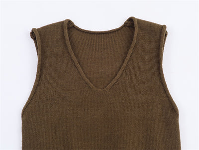 Chaleco Suelto Cuello V Estilo Francés Mujer - Colores Sólidos - Image 14