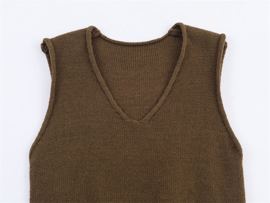 Chaleco Suelto Cuello V Estilo Francés Mujer - Colores Sólidos - Image 14