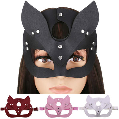 Antifaz de Orejas de Zorro de Cuero Sexy para Fiestas y Baile de Graduación