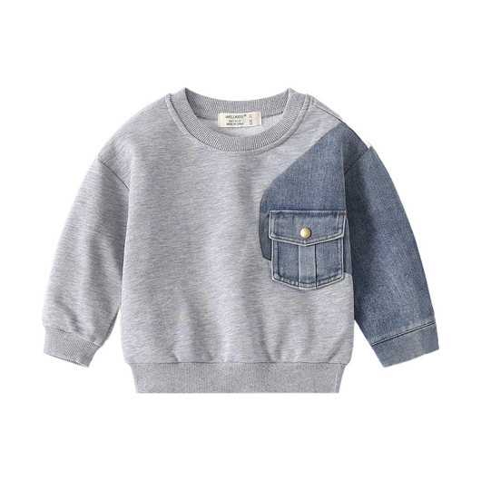 Suéter Holgado para Niños con Mangas de Punto Denim - Image 2
