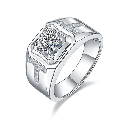 Anillo de Plata S925 con Moissanita Doble T para Hombre - Image 4