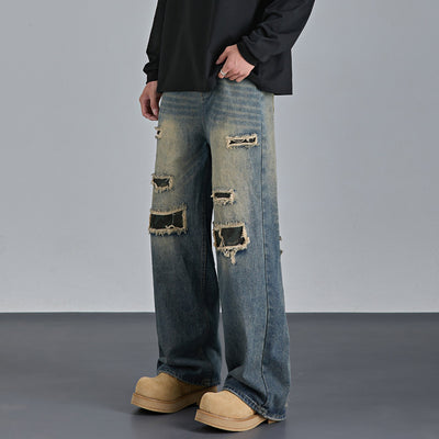 Pantalones Vaqueros Rotos Camuflaje Estilo Urbano Americano para Hombre - Image 10