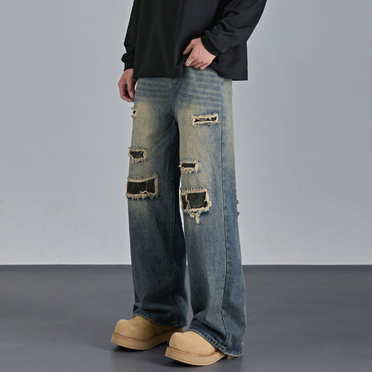 Pantalones Vaqueros Rotos Camuflaje Estilo Urbano Americano para Hombre - Image 10