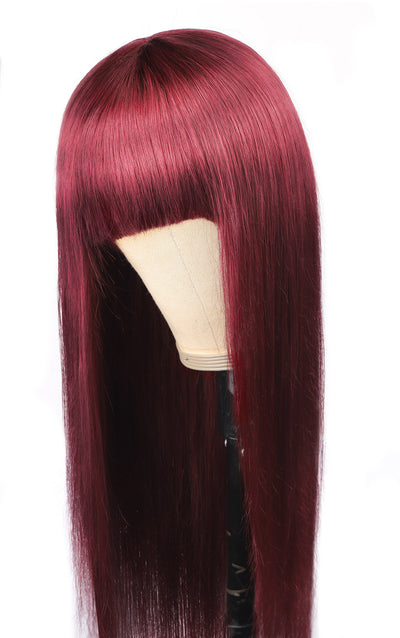 Peluca de Cabello Natural Liso Qi Liuhai - Cabellera Completa - Image 3