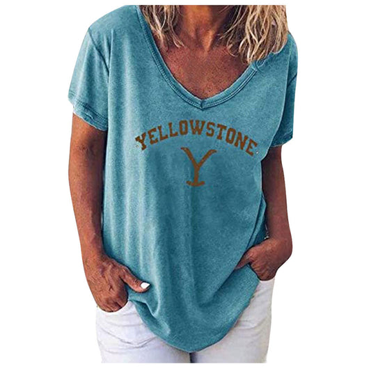 Playera Oversize Cuello V Estampado con Letras para Mujer - Image 17