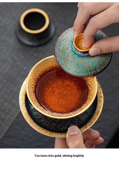 Juego de Té Jianzan con Dorado Colorido - Image 9