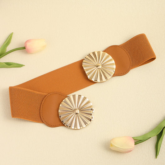 Cinturón Elástico Ancho para Mujer con Hebilla Metálica Circular - Image 14