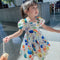 Vestido Infantil Estilo Coreano con Mangas Abullonadas y Falda Colorida